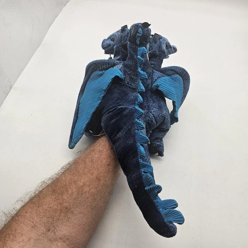 Folkmanis Blue Three Headed Dragon Hand Puppet Plush Stuffed Toy Kids Play 16